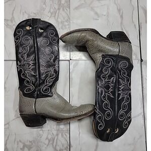 Vintage Hondo Western Boots Men 10.5D Elephant Print Leather Stitching Round Toe